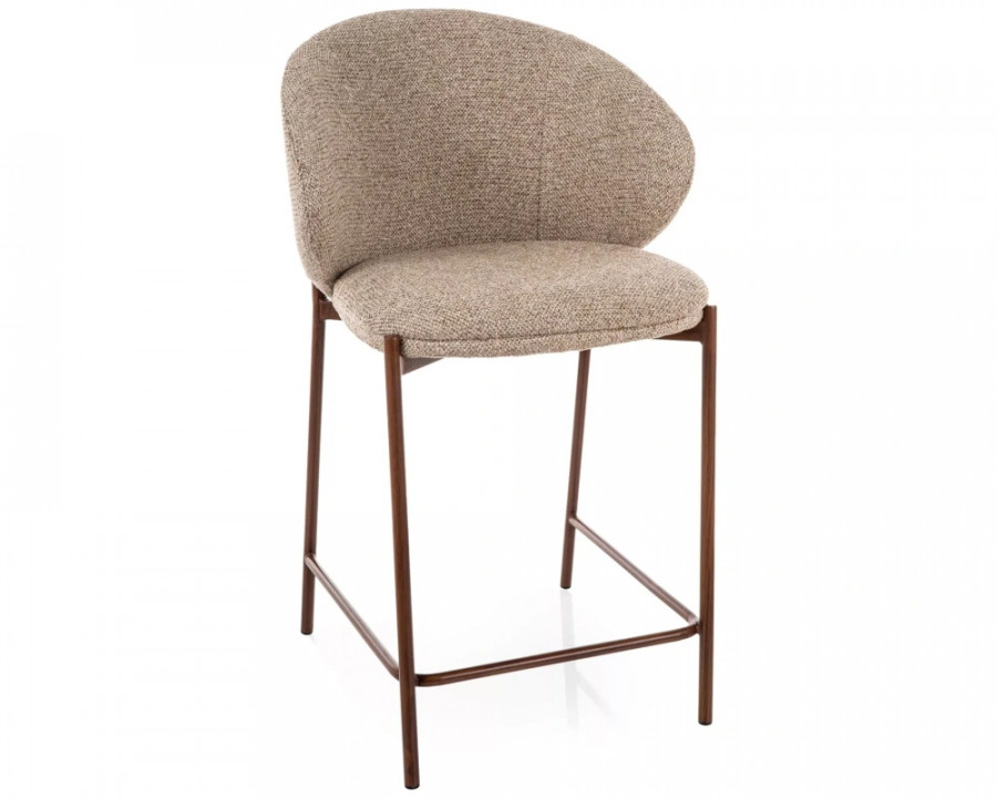 Напівбарний стілець кухонний Kioto H-2 Бежева тканина / Горіх каркас