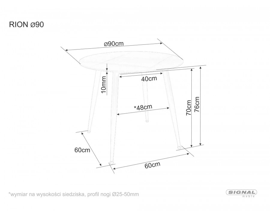 Стіл обідній кухонний Rion ø90 см Кераміка Беж / Кашемір каркас