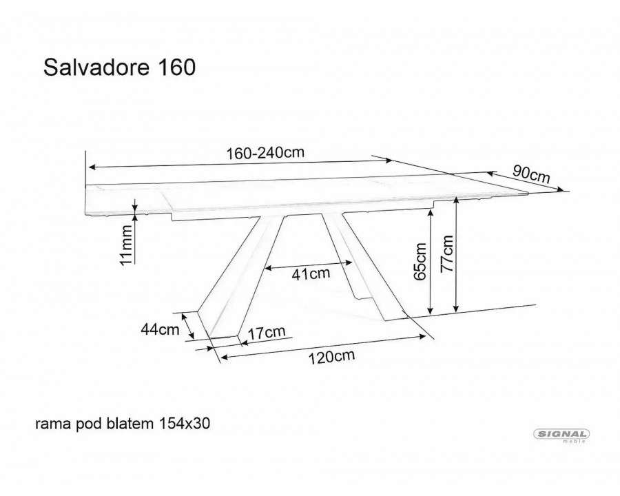 Стіл обідній кухонний розкладний Salvadore Ceramic (160–240)×90 см Кераміка Беж / Кашемір каркас
