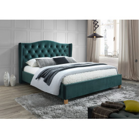 Двоспальне ліжко Aspen Velvet 160X200 Зелений / Дуб