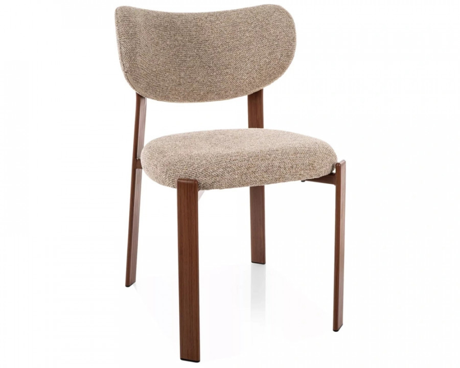 Стілець кухонний обідній м'який Rin D Бежева тканина / Горіх каркас
