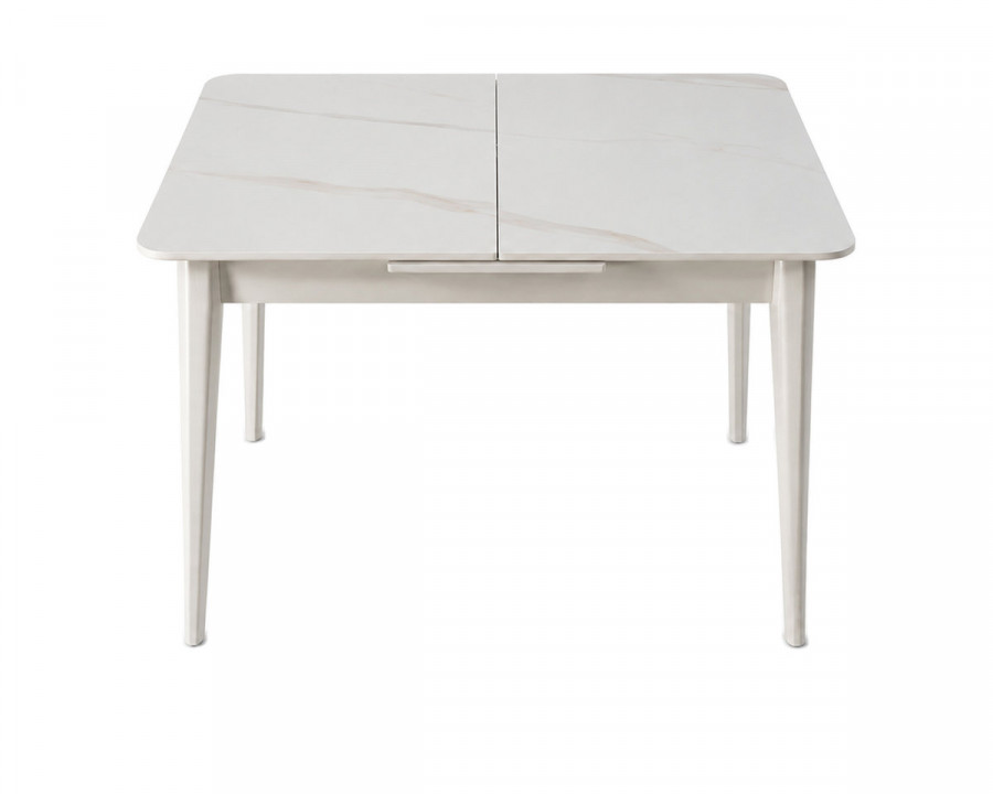 Стіл обідній розкладний TALLINN CERAMIC 90(120)*70 білий глянець / кашемір
