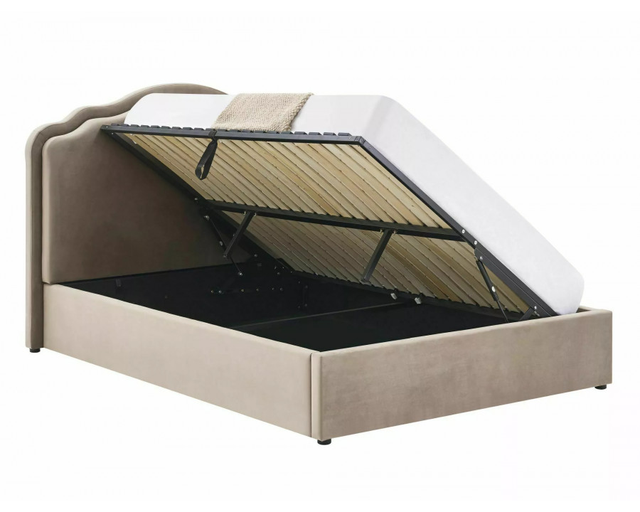 Ліжко полуторне м'яке Florencja Raven 140×200 Темно-бежева тканина