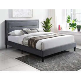 Ліжко двоспальне MALAGA VELVET 160*200 сіре / чорне BL.14 MALAGAV160SZC