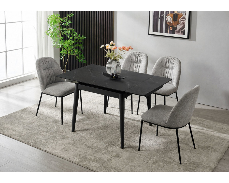 Стіл обідній розкладний AVENTO CERAMIC 80(130)*80 чорний / чорний