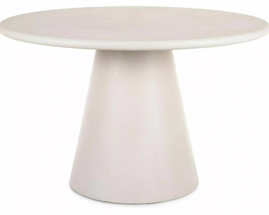 Стіл обідній кухонний Aurora ø120 см МДФ + мікроцемент Екрю / Екрю каркас