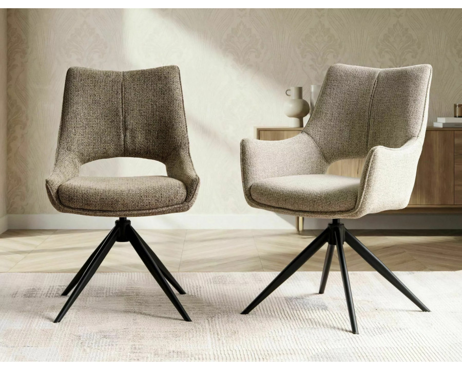 Стілець кухонний обідній м'який Fino I Темно-бежева тканина Noelle / Чорний каркас