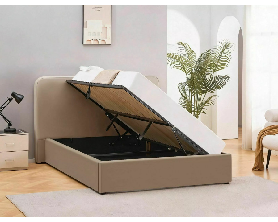 Ліжко полуторне м'яке Lumia Velvet 140×200 Темно-бежева велюр Bluvel