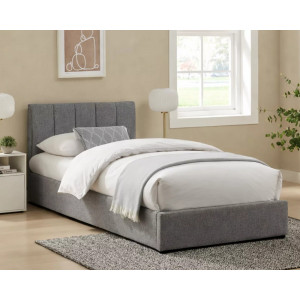 Ліжко односпальне м'яке Montreal Raven 90×200 Сіра тканина