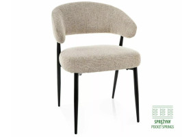 Стілець кухонний обідній м'який Lucio Noelle Бежева тканина / Чорний каркас