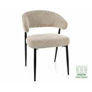 Стілець кухонний обідній м'який Lucio Noelle Бежева тканина / Чорний каркас