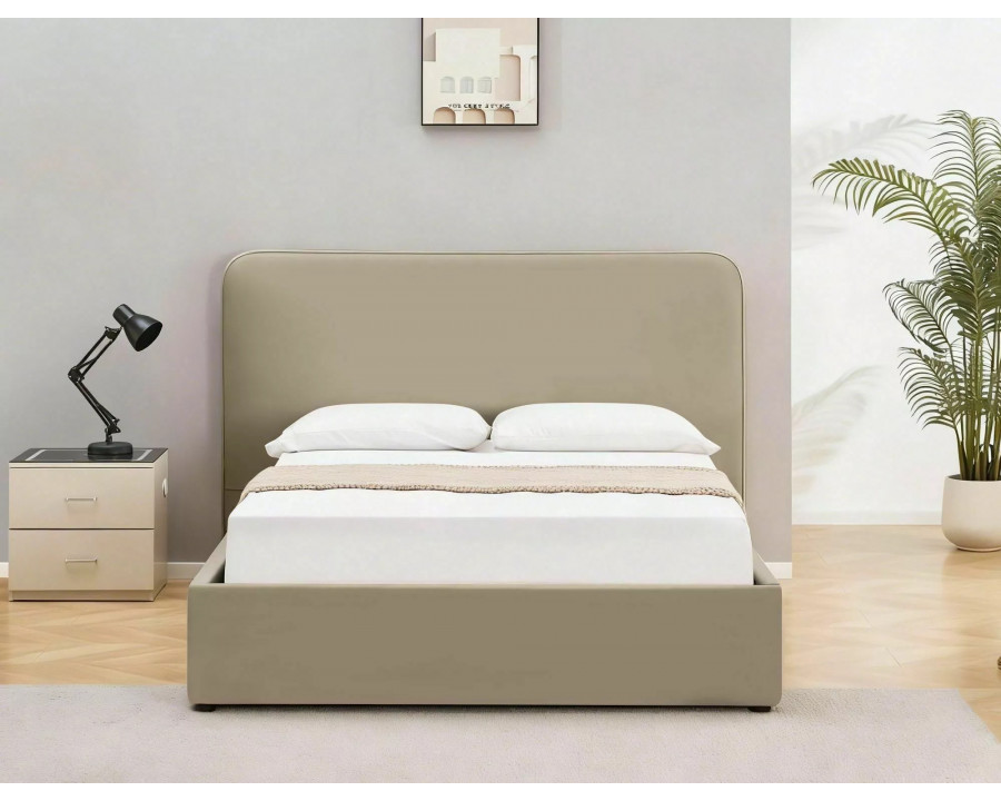 Ліжко полуторне м'яке Lumia Velvet 140×200 Темно-бежева велюр Bluvel