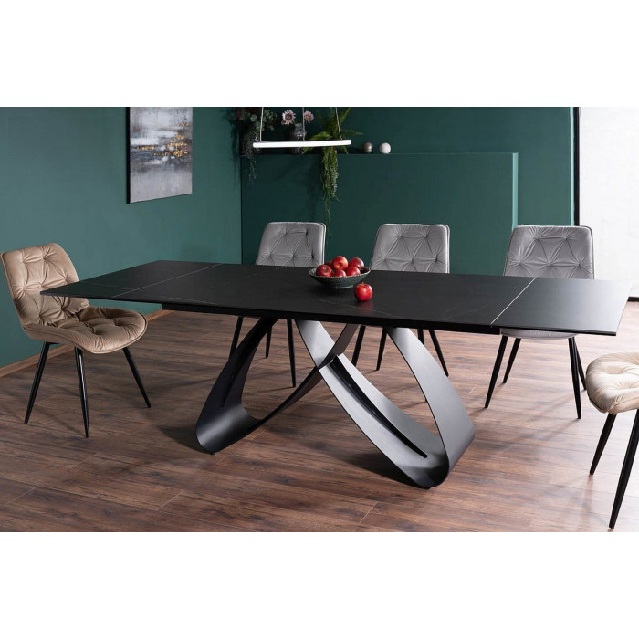 Стіл обідній розкладний SAMANTA CERAMIC 160(240)*90 чорний SAHARA NOIR/чорний мат SAMANTACC160