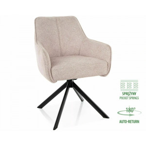 Стілець кухонний обідній м'який Notti Leo Світло-бежева тканина / Чорний каркас