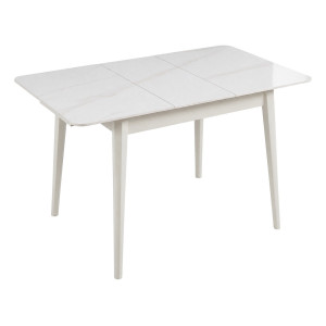 Стіл обідній розкладний TALLINN CERAMIC 90(120)*70 білий глянець / кашемір