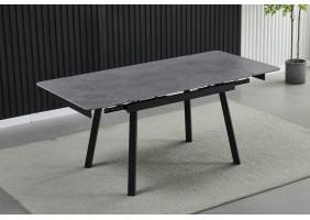 Стіл обідній розкладний MADRID CERAMIC 120(180)*85 grigio latte matt / чорний каркас
