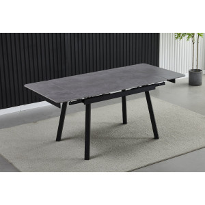 Стіл обідній розкладний MADRID CERAMIC 120(180)*85 grigio latte matt / чорний каркас