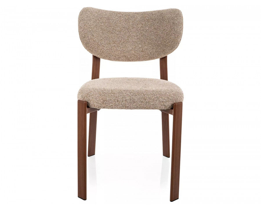 Стілець кухонний обідній м'який Rin D Бежева тканина / Горіх каркас