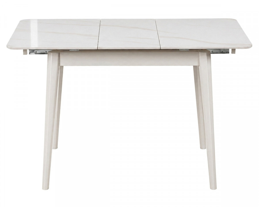 Стіл обідній розкладний TALLINN CERAMIC 90(120)*70 білий глянець / кашемір