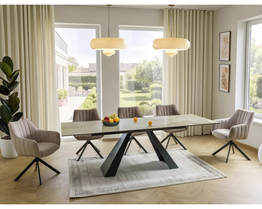 Стілець кухонний обідній м'який Azalia Leo Світло-бежева тканина / Чорний каркас