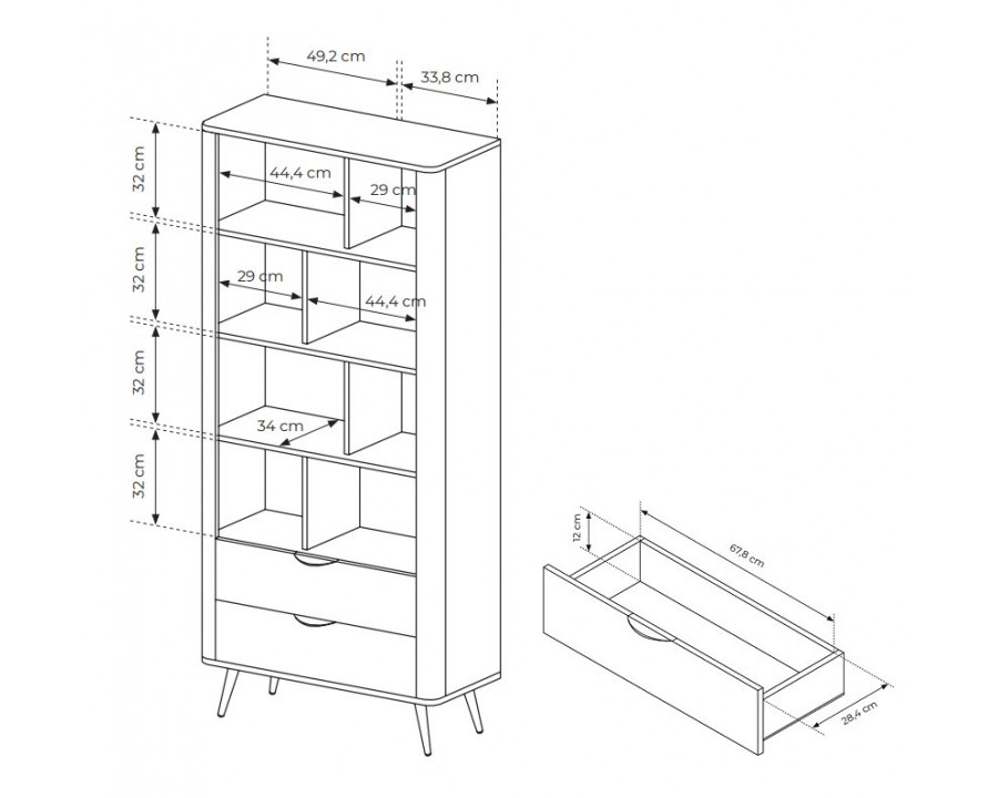 Стелаж Веріс / Veris 2S/88 з 2 шухлядами Дуб дунін/чорний