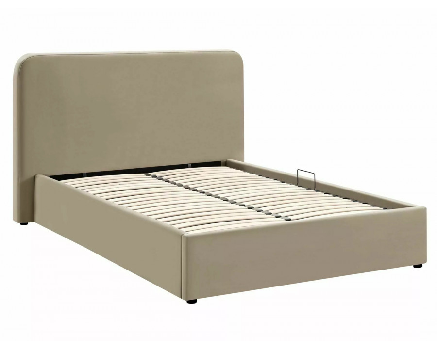 Ліжко полуторне м'яке Lumia Velvet 140×200 Темно-бежева велюр Bluvel