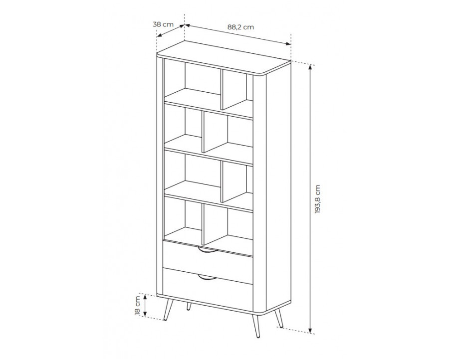 Стелаж Веріс / Veris 2S/88 з 2 шухлядами Дуб дунін/чорний