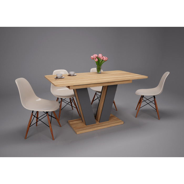 Стіл обідній Torino 140(180)x80 Блеквуд Ячмінний / Графіт