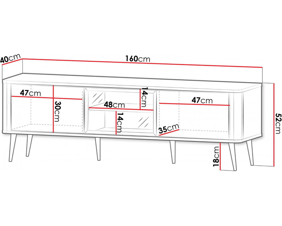 Тумба під телевізор MARLY REG 12 160х52х40 кашемір / горіх