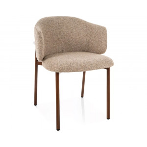 Стілець кухонний обідній м'який Osaka D Бежева тканина / Горіх каркас
