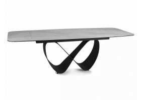 Стіл обідній розкладний INFINITY CERAMIC Білий Nature Cloud / Чорний Діаметр 160(240)X95