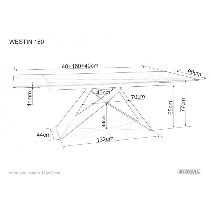 Стіл обідній розкладний WESTIN CERAMIC 160(240)*90 коричневий ефект дерева/чорний мат WESTINBRC160