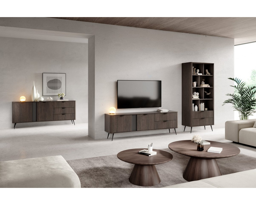 Тумба під ТВ Веріс / Veris 2D2S/195 2-дверна з 2 шухлядами Дуб дунін/чорний