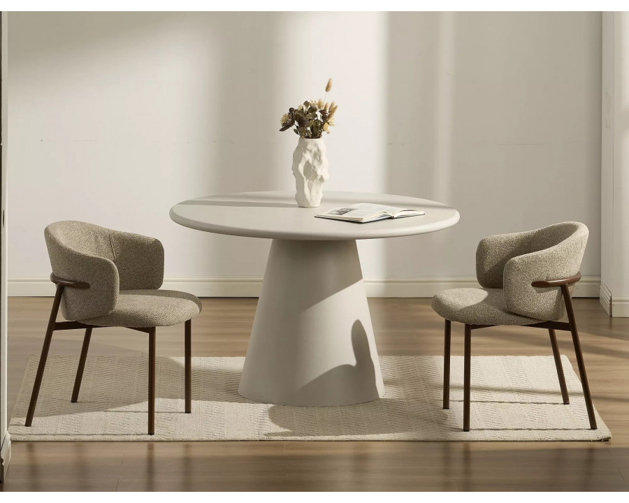 Стіл обідній кухонний Aurora ø120 см МДФ + мікроцемент Світло-сірий / Світло-сірий каркас