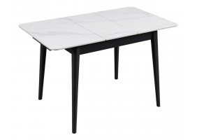 Стіл обідній розкладний TALLINN CERAMIC 90(120)*70 білий / чорний каркас