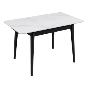 Стіл обідній розкладний TALLINN CERAMIC 90(120)*70 білий / чорний каркас