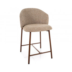 Напівбарний стілець кухонний Osaka H-2 Бежева тканина / Горіх каркас