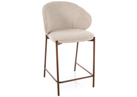 Напівбарний стілець кухонний Kioto H-2 Світло-бежева тканина / Горіх каркас