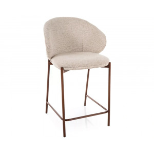 Напівбарний стілець кухонний Kioto H-2 Світло-бежева тканина / Горіх каркас