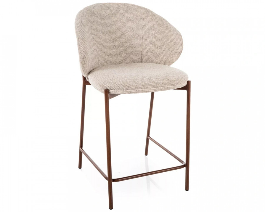 Напівбарний стілець кухонний Kioto H-2 Світло-бежева тканина / Горіх каркас