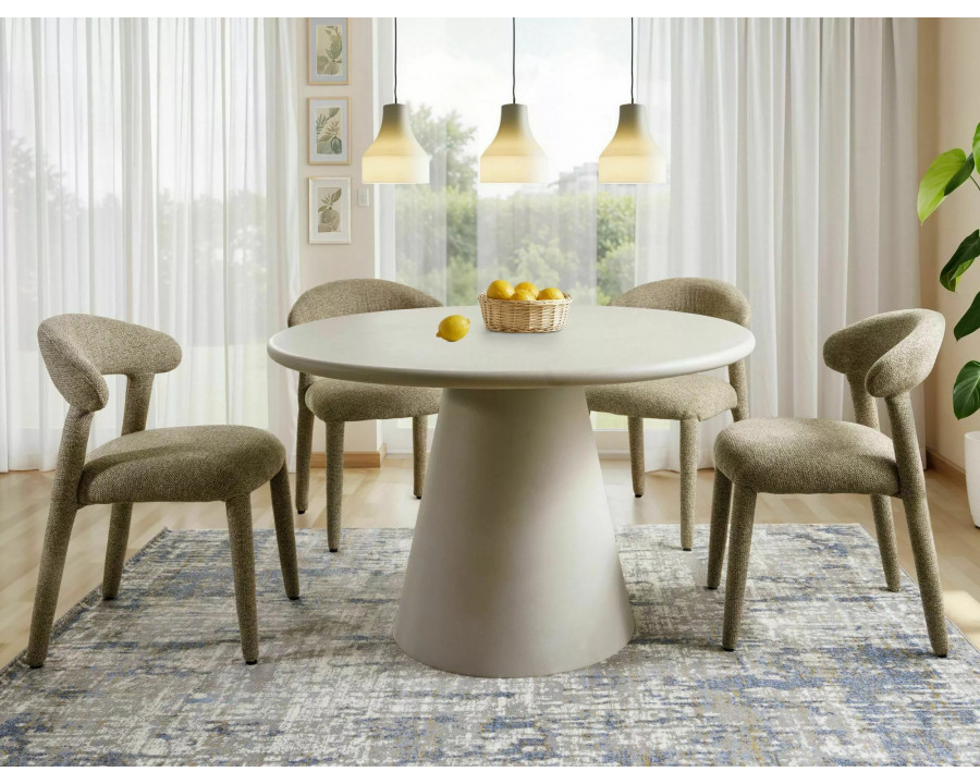 Стіл обідній кухонний Aurora ø120 см МДФ + мікроцемент Світло-сірий / Світло-сірий каркас