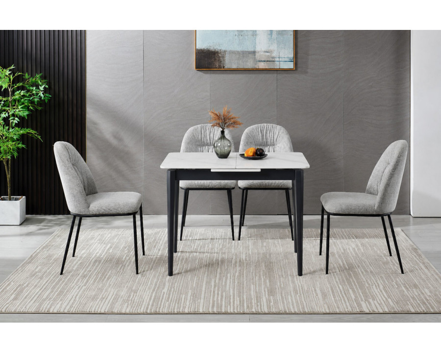 Стіл обідній розкладний TALLINN CERAMIC 90(120)*70 білий / чорний каркас