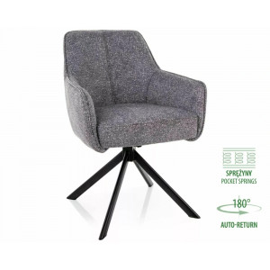 Стілець кухонний обідній м'який Notti Leo Сіра тканина / Чорний каркас