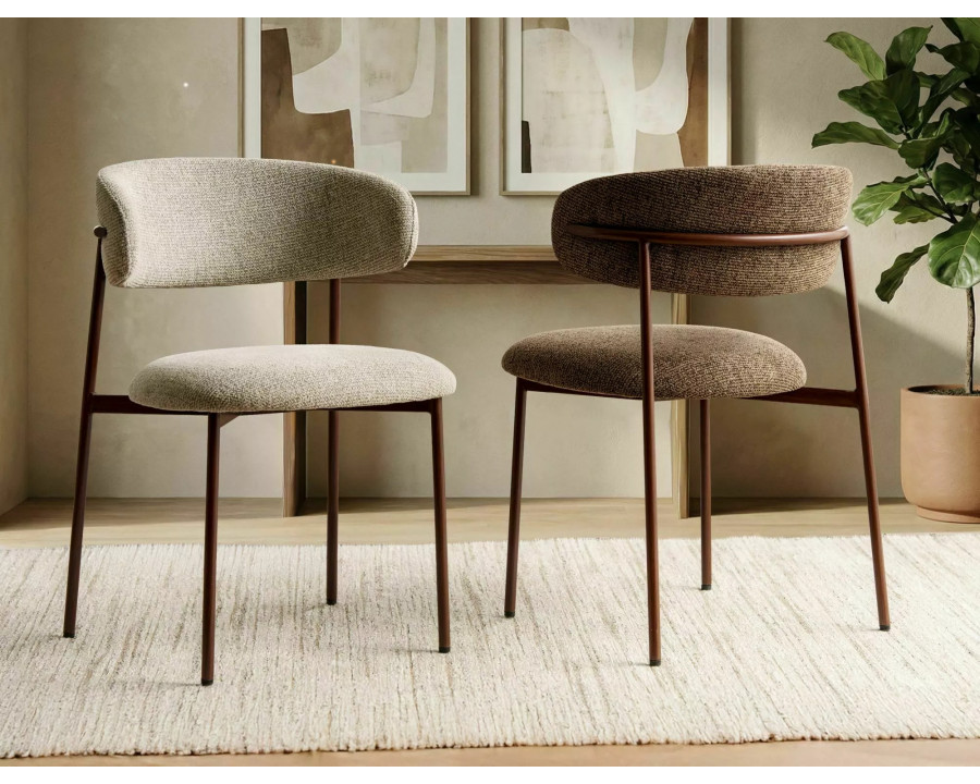 Стілець кухонний обідній м'який Elton D Бежева тканина Noelle / Горіх каркас