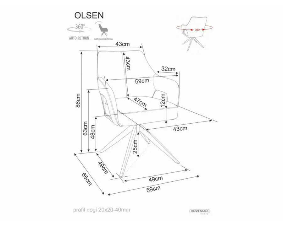 Стілець кухонный OLSEN LEO Кашемір каркас / Світлий бежевий 23 OLSENLEKJBE