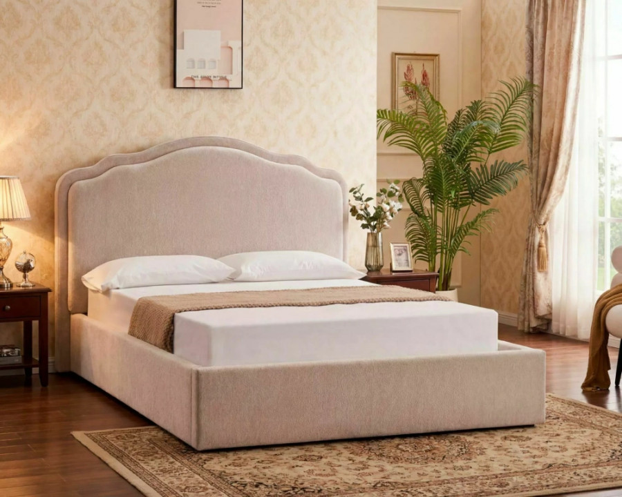 Ліжко двоспальне м'яке Florencja Raven 160×200 Бежева тканина