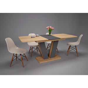 Стіл обідній Torino 140(180)x80 Блеквуд Ячмінний / Графіт