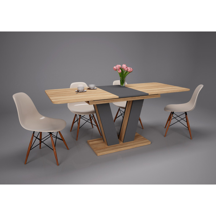 Стіл обідній Torino 140(180)x80 Блеквуд Ячмінний / Графіт