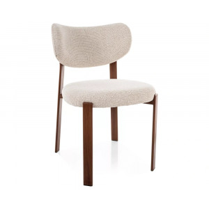 Стілець кухонний обідній м'який Rin D Світло-бежева тканина / Горіх каркас