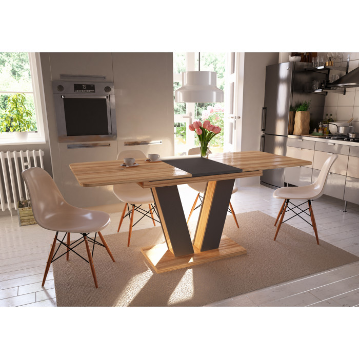 Стіл обідній Torino 140(180)x80 Блеквуд Ячмінний / Графіт